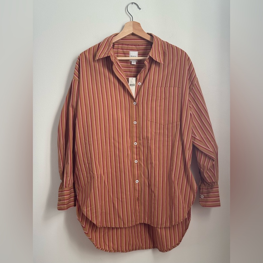 Maeve Stripe Oversized Button Down NWT